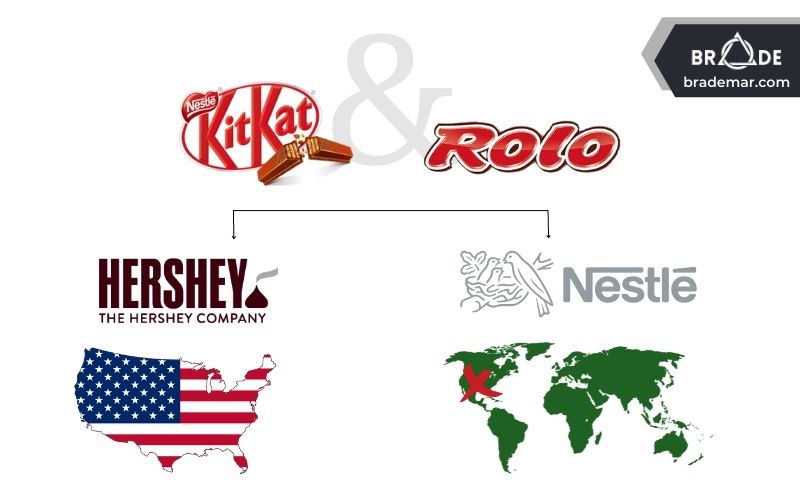 Hershey nhận được giấy phép từ Rowntree's để sản xuất và Marketing hai sản phẩm là Kit Kat và Rolo tại Hoa Kỳ