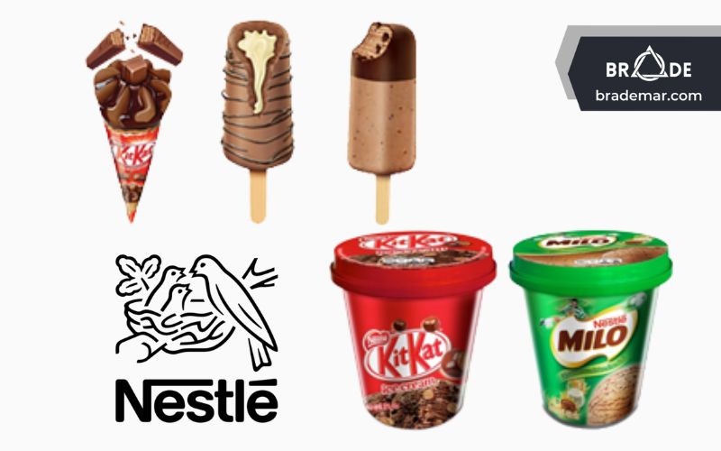 Danh mục sản phẩm của Nestle bao gồm Kem cây và Kem hũ