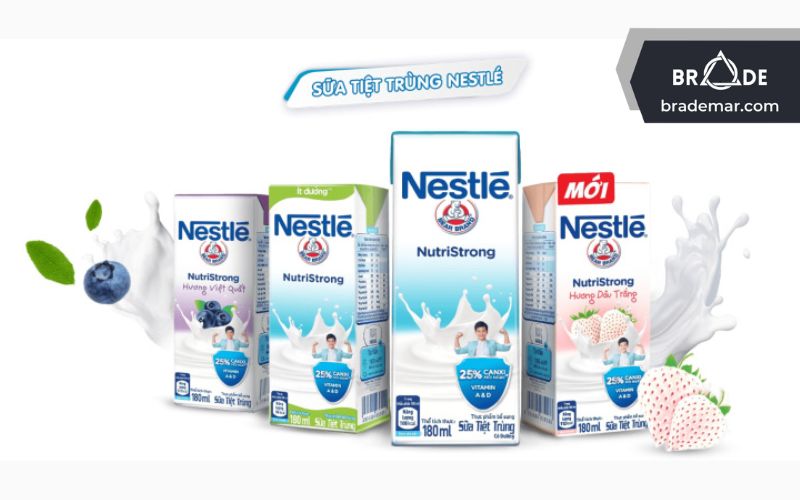 Danh mục sản phẩm của Nestle bao gồm Sữa nước Nestlé & sữa chua Nestlé Yogu